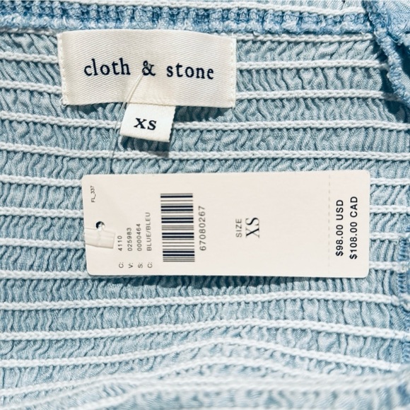 Anthropolgie Cloth And Stone Smocked Chambray Top - Picture 7 of 9